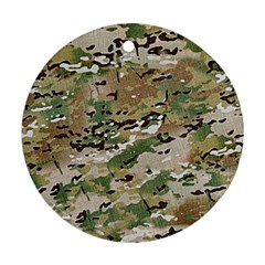 Wood Camouflage Military Army Green Khaki Pattern Ornament (round) by snek
