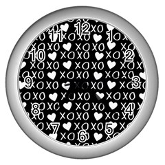 Xo Valentines Day Pattern Wall Clock (silver) by Valentinaart