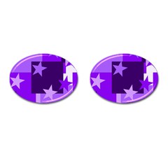 Purple Stars Pattern Shape Cufflinks (oval) by Alisyart