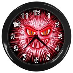 Monster Red Eyes Aggressive Fangs Wall Clock (black) by HermanTelo