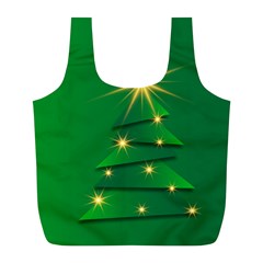 Christmas Tree Green Full Print Recycle Bag (l) by HermanTelo