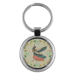 Egyptian Woman Wings Design Key Chain (round) by Sapixe