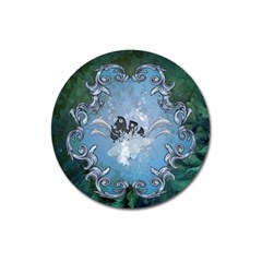 Surfboard With Dolphin Magnet 3  (round) by FantasyWorld7