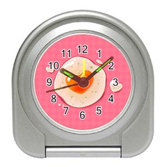 Omelette Heart Pink Valentine Travel Alarm Clock by Bajindul