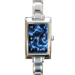 Lightning Electricity Pattern Blue Rectangle Italian Charm Watch by Mariart