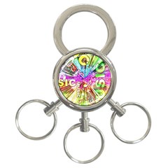 Music Abstract Sound Colorful 3-ring Key Chain by Mariart