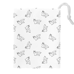 Messy Life Phrase Motif Typographic Pattern Drawstring Pouch (4xl) by dflcprintsclothing