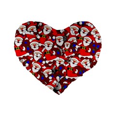 Nicholas Santa Christmas Pattern Standard 16  Premium Flano Heart Shape Cushions by Wegoenart