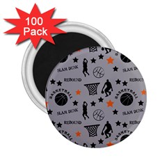 Slam Dunk Basketball Gray 2 25  Magnets (100 Pack)  by mccallacoulturesports