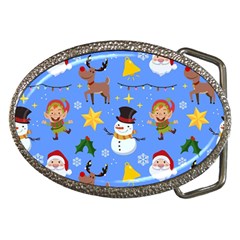 Funny Christmas Pattern With Snowman Reindeer Belt Buckles by Vaneshart