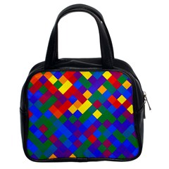 Gay Pride Diagonal Pixels Design Classic Handbag (two Sides) by VernenInk