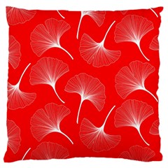 White Abstract Flowers On Red Large Cushion Case (one Side) by Dushan