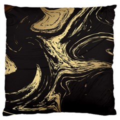 Black And Gold Marble Large Flano Cushion Case (one Side) by Dushan