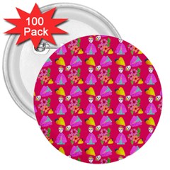 Girl With Hood Cape Heart Lemon Pattern Pink 3  Buttons (100 Pack)  by snowwhitegirl
