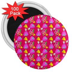 Girl With Hood Cape Heart Lemon Pattern Pink 3  Magnets (100 Pack) by snowwhitegirl