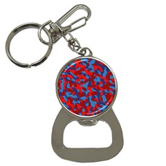 Red And Blue Camouflage Pattern Bottle Opener Key Chain by SpinnyChairDesigns