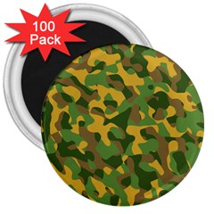 Yellow Green Brown Camouflage 3  Magnets (100 Pack) by SpinnyChairDesigns
