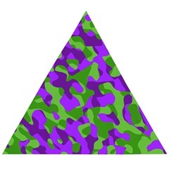 Purple And Green Camouflage Wooden Puzzle Triangle by SpinnyChairDesigns