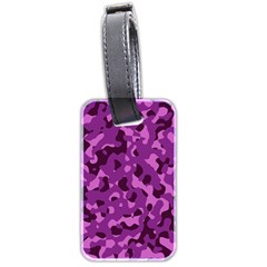 Dark Purple Camouflage Pattern Luggage Tag (two Sides) by SpinnyChairDesigns