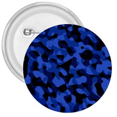 Black And Blue Camouflage Pattern 3  Buttons by SpinnyChairDesigns