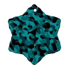 Black And Teal Camouflage Pattern Ornament (snowflake) by SpinnyChairDesigns