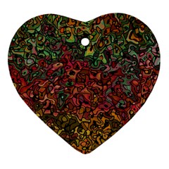 Stylish Fall Colors Camouflage Heart Ornament (two Sides) by SpinnyChairDesigns