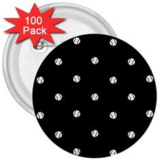 Black And White Baseball Motif Pattern 3  Buttons (100 Pack)  by dflcprintsclothing