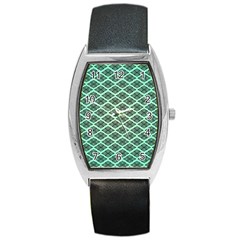 Pattern Texture Geometric Pattern Green Barrel Style Metal Watch by Dutashop