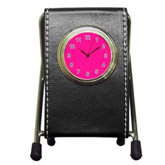 Color Deep Pink Pen Holder Desk Clock by Kultjers