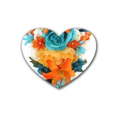 Spring Flowers Rubber Coaster (heart)  by LW41021
