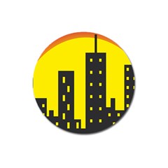 Skyline-city-building-sunset Magnet 3  (round) by Sudhe