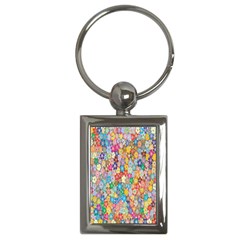 Floral Flowers Key Chain (rectangle) by artworkshop