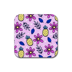 Flowers Purple Rubber Coaster (square) by nateshop