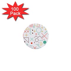 Mathematics Geometry Geometric Shape Euclidean Pattern 1  Mini Buttons (100 Pack)  by Sapixe
