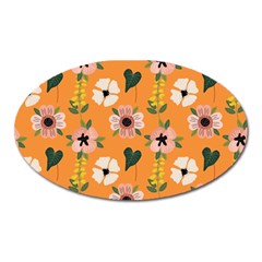 Flower White Pattern Floral Oval Magnet by Ravend