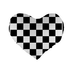 Chess Board Background Design Standard 16  Premium Heart Shape Cushions by Wegoenart