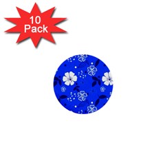 Blooming-seamless-pattern-blue-colors 1  Mini Buttons (10 Pack)  by Pakemis
