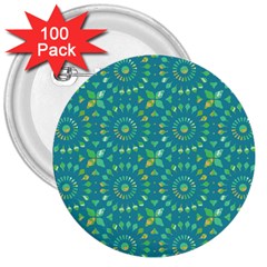 Kaleidoscope Jericho Jade 3  Buttons (100 Pack)  by Mazipoodles