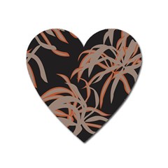 Leaf Leaves Pattern Print Heart Magnet by Ravend