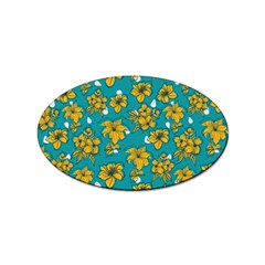 Turquoise And Yellow Floral Sticker Oval (10 Pack) by fructosebat