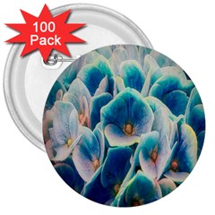 Hydrangeas-blossom-bloom-blue 3  Buttons (100 Pack)  by Ravend