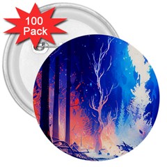 Winter Snow Mountain Fire Flame 3  Buttons (100 Pack)  by Ravend