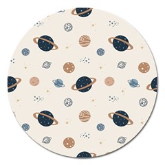 Space Planets Art Pattern Design Wallpaper Magnet 5  (round) by Ravend