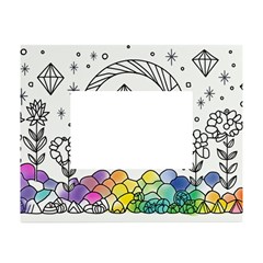 Rainbow Fun Cute Minimal Doodle Drawing White Tabletop Photo Frame 4 x6  by Ravend