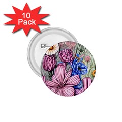 Broken And Budding Watercolor Flowers 1 75  Buttons (10 Pack) by GardenOfOphir