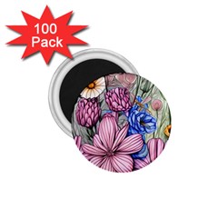 Broken And Budding Watercolor Flowers 1 75  Magnets (100 Pack)  by GardenOfOphir