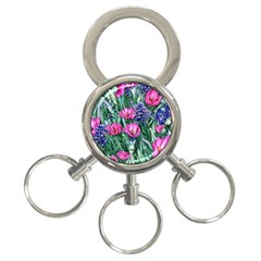 Cherished Watercolor Flowers 3-ring Key Chain by GardenOfOphir
