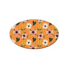 Flower Orange Pattern Floral Sticker (oval) by Dutashop
