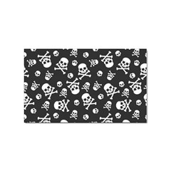 Skull-crossbones-seamless-pattern-holiday-halloween-wallpaper-wrapping-packing-backdrop Sticker (rectangular) by Ravend
