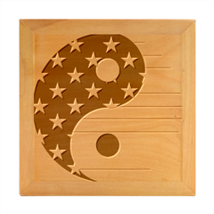 Yang Yin America Flag Abstract Art Asian Balance Wood Photo Frame Cube by Wegoenart